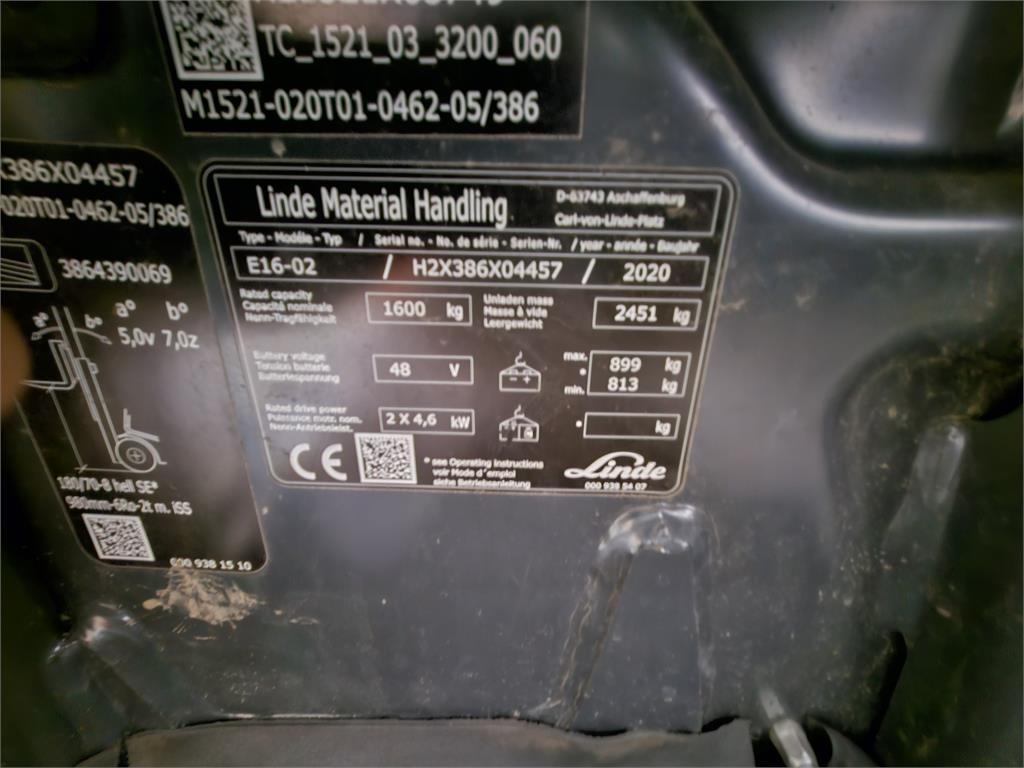 Linde E16 Elektriniai šakiniai krautuvai