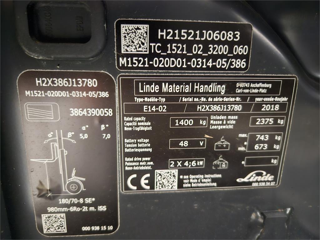 Linde E14 Elektriniai šakiniai krautuvai