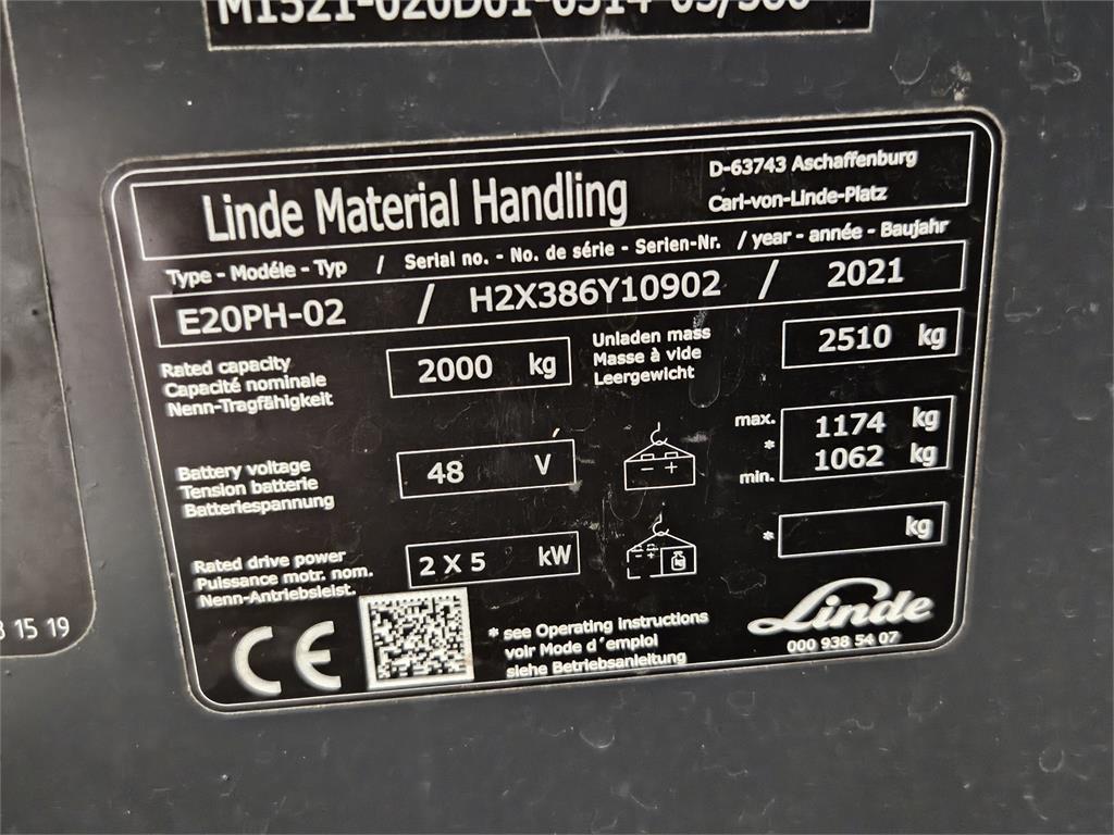Linde E20PH Elektriniai šakiniai krautuvai