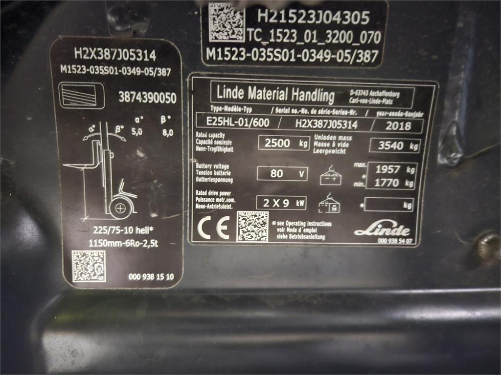 Linde E25/600HL Elektriniai šakiniai krautuvai